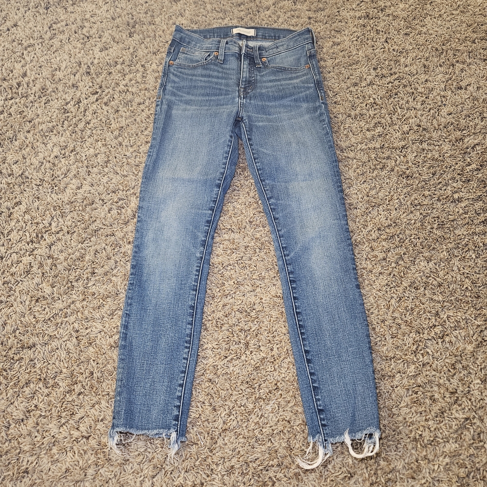 Madewell Jeans Womens Size 25 9" High Rise Skinny Crop Distressed Raw‎ Hem Denim